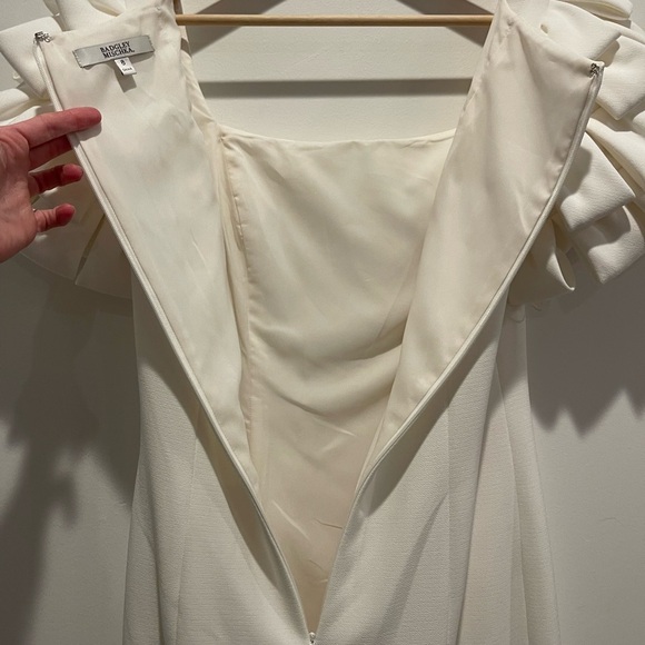 Badgley Mischka Cream Midi Dress Puff Origami Sleeves Square Neck size 8 NWOT - Picture 10 of 11